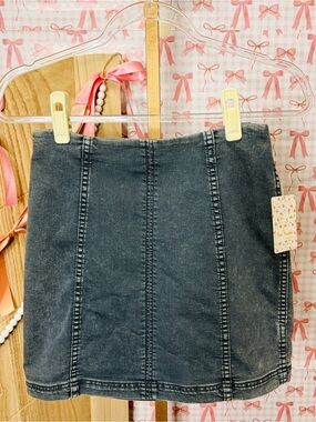 Free People Modern Fem Westminster Blue Denim Mini Skirt Coastal Cowgirl Classic